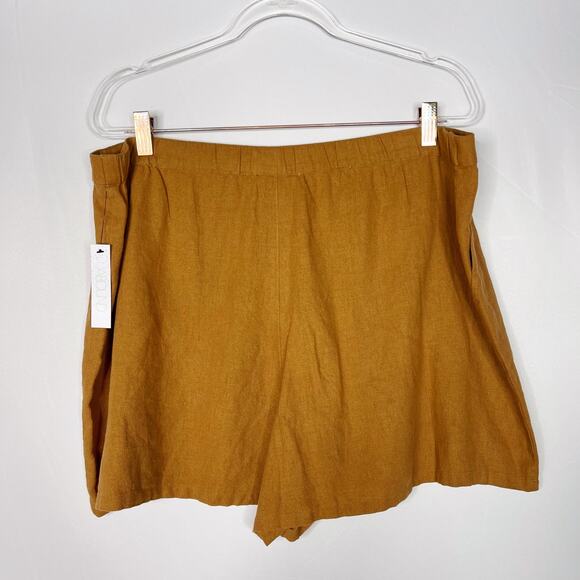 New Abound 1X Linen Blend Button Front Shorts in Tan Dale Summer Casual - Picture 2 of 10